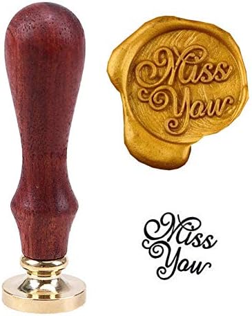 6pcs Vintage Retro Wax Seal Stamp Kit with Gift Box,1 Wooden Hilt + 6 Interchangeable Removable Brass Head Sealing Stamp (for You+Thank You+Miss You+My Friend+ Love+Good Luck)