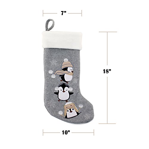 Bamboomn 3 Pcs Set 18" Classic Hand Embroidered Sequined Cute Animal Christmas Stocking, Assortment 98 #TOP2