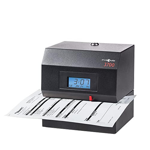 Pyramid™ 3700 Heavy-Duty Time Clock & Document Stamp, Black #TOP3