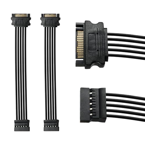 AYHYHLJZJ 2PCS Câble SATA 3 Alim, Multiprise SATA Mâle vers Femelles 15 Broches, Alimentation Disque Dur Rallonge HDD, SSD et Lecteurs Optiques, Longueur 20...