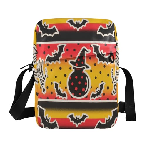 mens messenger bag cross body bag Shoulder Handbag For Travel Adjustable Strap for School School- Halloween Gradient Stripe