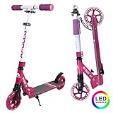 LEUCHTENDER FAHRSPASS: Der Apollo City-Scooter SkyRacer ist klappbar und höhenverstellbar, ausgestattet mit Stoßdämpfern und Abec 7 Kugellagern. Leuchtende 145mm LED Wheels machen unseren stylischen Scooter zum absoluten Hingucker!