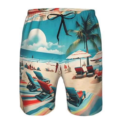 Beach Scenerys Print Mens Casual Shorts Drawstring Summer Beach Stretch Shorts Novelty Swimtrunks4