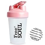 Free Soul Protein Shaker Bottle 400ml with Mixball in Pink | BPA Free Small & Easy to Grip & Temperature Safe