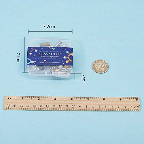SUNNYCLUE 1 Box 64Pcs 32 Sets 4 Color Clasps 3 Size 4.8mm 6mm 8mm Leather Cord End Cap Kumihimo End Cap for Jewelry Men Women Necklace Bracelet DIY Making Supplies Crafts Fixed Mixed Color Size