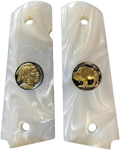 Premium Grips Compatible Replacement for 1911 Full Size Black Pearl Colt Gov. & Clones Taurus, S&W, Springfield, Rock Island Mother of Pearl