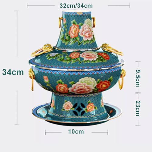 Olla china tradicional de cobre 34 cm verde miniatura 7