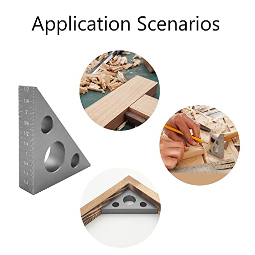 Right Angle Ruler, 45 n 90 Degree Small Aluminum Alloy Triangle Ruler with Both Imperial and Metric Scales Machinist Carpenter's Square Measuring Tool for DIY Woodworking Workshop Table and Miter Saw - Image 9