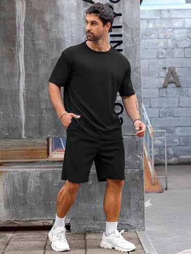 Image of Vogaan Men's T-Shirt and Shorts Set | Top & Shorts Night Suits Set | Night Wear for Men