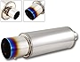 S SIZVER Weld-On Muffler Series 4' JDM Titanium Burnt N1 Tip 2.5' Inlet+Silencer