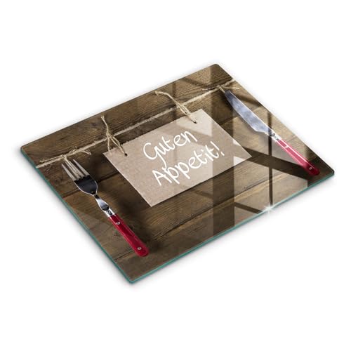 Planche à découper induction Wallfluent 52x40cm en verre résistant motif Guten Apetit