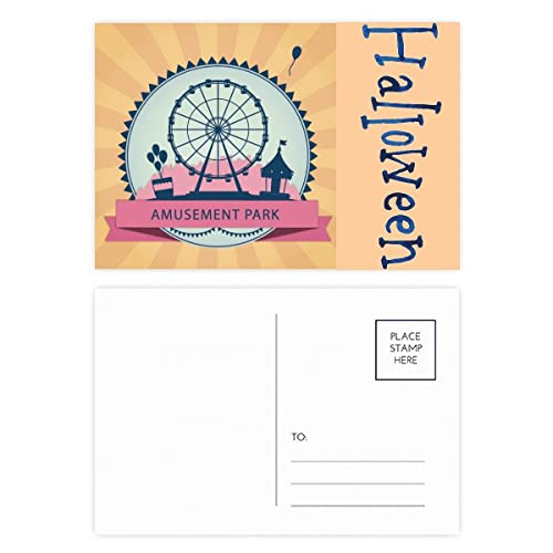 Cartes postales d'Halloween avec grande roue noire : écrivez vos invitations de saison