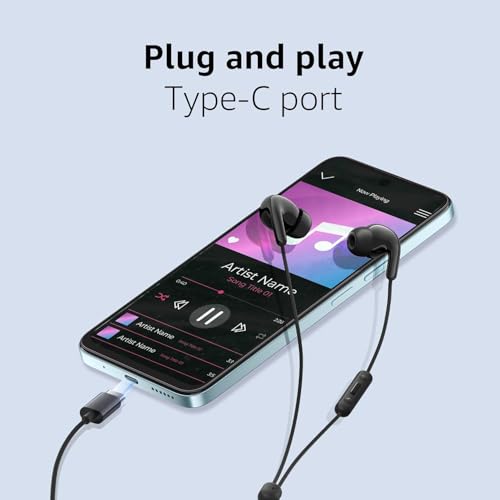 Image of Type-C in-Ear Earphones with Mic for Xiaomi & Android | 12.4mm Dynamic Drivers, Deep Bass Stereo Sound | IP54 Dust & Water Resistant Wired USB-C Earbuds (White)