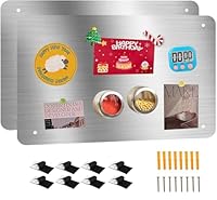 Frogetu 2 Stück Magnettafel Magnetboard,43.5x30cm Magnetische Metalltafel, Edelstahl Magnetisch Tafel Klein zum Aufhängen, Memoboard Küche Magnetwand für Wohnung Büro Küche