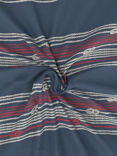 Image of NAUTICA Super Soft 100% Cotton King Bedsheet with 2 Pillow Covers -3pc Set (Bradford) | 160TC | Super Soft Touch Ornamental-red /Blue