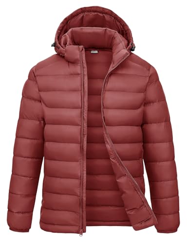 Image of Rdruko Men's Puffer Jacket with Detachable Hood Lightweight | Water Resistant, Insulated, Winter Puffy Coat, 4 Pockets