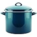 Rachael Ray Hard Enamel Nonstick Skillet 12-Quart Covered Stockpot, Marine Blue