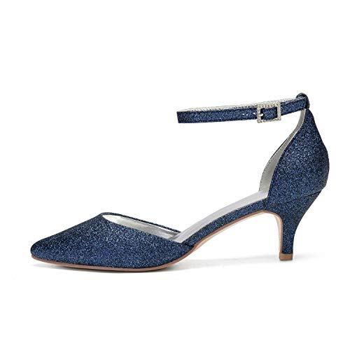 ADMLZQQ Wedding Sequins Mid Heels Pointed Toe Closed Toe Dress Evening Shoes for Women Bridal Bride4