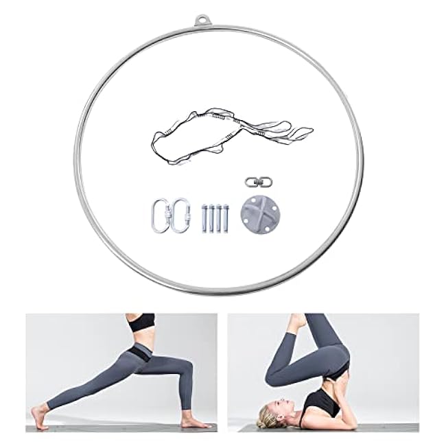 Aerial Lyra Hoop Kit, 90cm/35.43in Professional Yoga Starter Set, Stainless Steel Yoga Hoop Circus Aerial Equipment for Acrobatics Performance