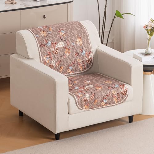 Image of HOKIPO HeavenHue Sofa Cover 1 Seater for Seat & Back, Vintage Bloom