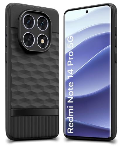 Image of WOW IMAGINE Back Cover for Redmi Note 14 Pro 5G | Poco X7 5G with Hexa Cube Design | Ultra Slim Soft Rubberised Case | Inner Velvet Fabric | Silicone Flexible Mobile Case | Camera Protection - Black