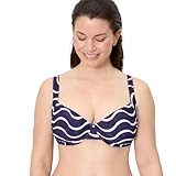 YSABEL MORA. Top Bikini Reductor Estampado Ondas Marino Copa F. con Aro Y Sin Relleno. Tirantes Anchos Y Espalda Anatómica para Mayor Sujeción Y Comodidad. Colección Wave