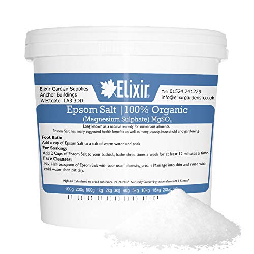 Elixir Gardens Organic FCC Food Epsom Bath Salts | 10KG Bucket/TUB | Magnesium Sulphate