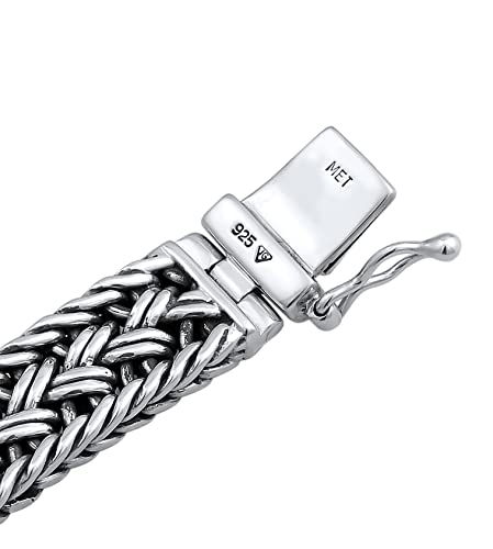 kuzzoi 925 Sterling Silver Byzantine Bracelet for Men, Length 6,69 inch - 8,27 inch, Width 0,39 inch, 1.41 oz3