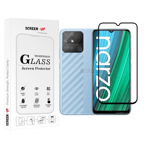 Image of ScreenUp Tempered Glass For Realme Narzo 50A - Ultra Clear, 9H Scratch Resistant, Full Coverage, Easy Install Screen Protector