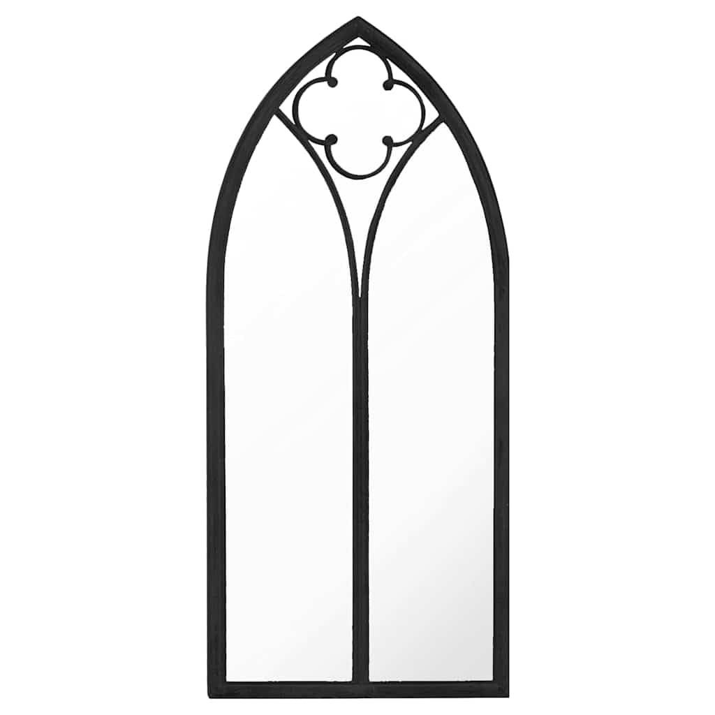 Mangloder Espejo de jardín negro 70 x 30 cm hierro con efecto oxidado, espejo de pared exterior de hierro y vidrio, agujero preperforado para fijación, para iluminación decorativa de jardín