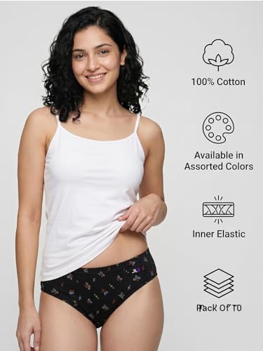 Image of Panty Set for Women | Printed Mid Waist Cotton Panties for Women Combo | Hipster Briefs | Soft Breathable Innerwear for Women | Ladies Innerwear