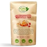 Organic Hibiscus Tea 50 bags - Plastic Free - by The Natural health Market • Roselle Tea Bags Produce a Vivid Red Tea • 100% Organic • Purple Hibiscus Plant (50 Temples)