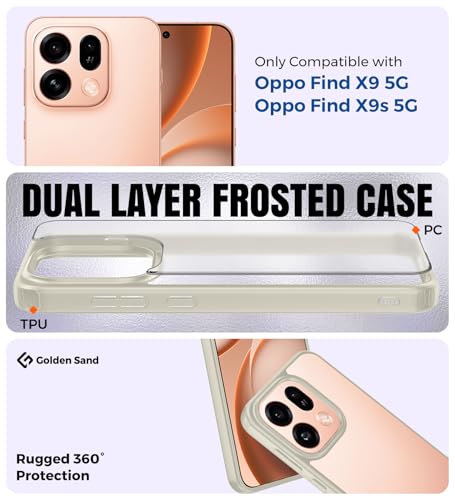 Image of Golden Sand for Oppo Find X9 5G, Oppo Find X9s 5G Back Cover - Rugged Frosted Semi Transparent PC Shock Proof Slim Case, Titanium Grey