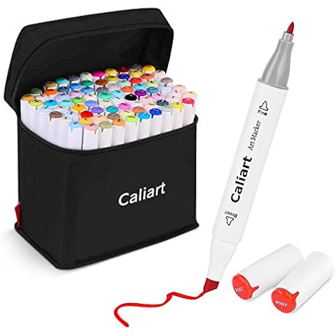 Caliart 81 Colors Alcohol Based Markers, Easter Basket Stuffers for Teens, Gifts for Teen Gifts Trendy Stuff, Dual Tip Permanent Artist Art Sketch Markers for Adults Coloring Cover