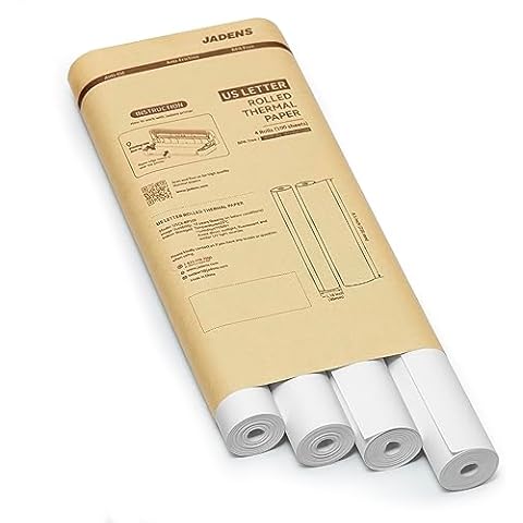 JADENS US Letter Size Quick-Dry Thermal Printer Paper 8.5''x11'', 4 Rolls, Multipurpose Thermal Paper for Thermal Printer Cover