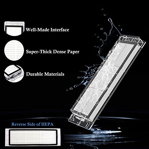 Accessories Kit Compatible With Roborock S4 S5 S6 E4 E20 E25 E35 S50 Xiaomi Mi Mijia Robotic Vacuum, 22 Pack Replacement Parts, 2 Main Brush, 6 Side Brush, 4 Filters, 4 Mop Cloth & 6 Water Tank Filter #TOP3