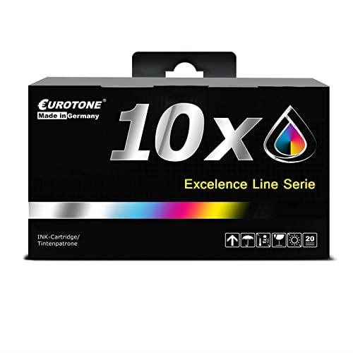Eurotone 10 cartuchos compatibles con Canon TS5050 TS5051 TS5052 TS5053 TS5055 TS6051 TS6052 TS8051 TS8052 TS8053 TS9050 TS9055 sustituye a PGI-570 CLI-571 CMM. YK con 25 % más potencia