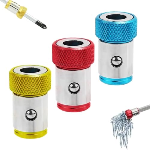 Upgraded Screwdriver Head Magnetic Ring, 1/4 Inches/ 6.35mm Universal Magnetizer Screw Removable for Hex Screwdriver and Power Bits, Metal Magnetic Screw Ring Bit Magnetizer Tool (Mix)