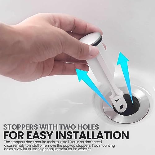 Calvana (2-Pack) Bathroom Sink Pop-Up Stoppers - with Brushed Nickel Finish - Fits Most Pop-Up stoppers Design 1-3/8” Cap Outer Diameter, 4-1/2 Overall Height - with 2 Mounting Holes and Gasket Seal