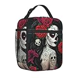 ZGHQHCDRH Bolsas de Almuerzo aisladas con Calavera de azúcar Bolsa térmica Contenedor de Comida Hermosa niña Lonchera Grande Bolsa de Almacenamiento de Alimentos de Alimentos Escuela al Aire Libre