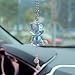 YOYLMAL Bling Diamond Car Hanging Accessories for Women, Cute Crystal Bear Car Rear View Mirror Charms Pendant Lucky Hanging Ornament Car Interior Decorations (Blue)