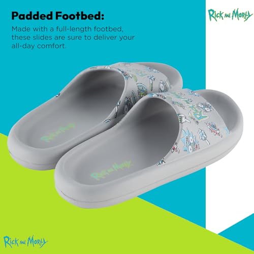 Image of RICK AND MORTY Mens Comfort Slides - Officially licensed Cushion Slides - Rick Sanchez and Morty Smith