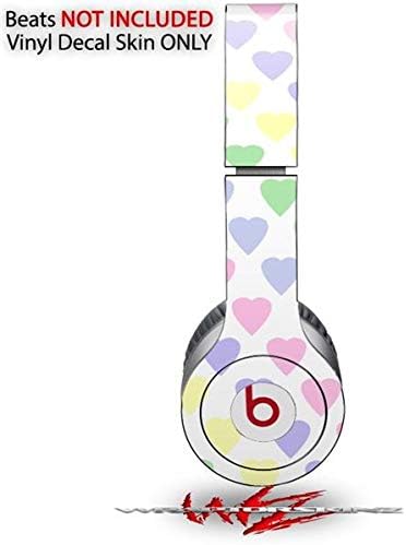 Skin Decal Wrap Works with Original Beats Solo HD Headphones Pastel Hearts on White Skin Only (Headphones NOT Included)