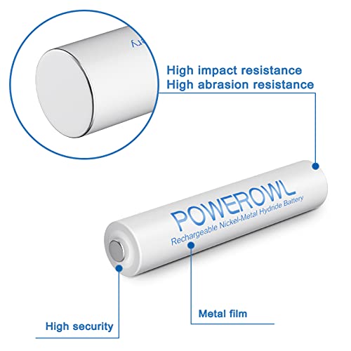 Akku AAA POWEROWL Micro AAA Akku NI-MH 16 Stück AAA Batterien Wiederaufladbare 1.2v Aufladbare Batterien AAA Akkubatterien (Geringe Selbstentladung,1000mAh) 2