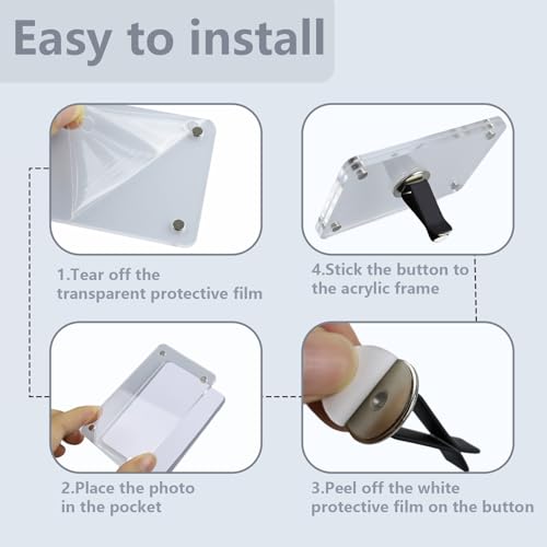NineSSJLY 2er Set Auto Bilderrahmen Lüftung – Magnetischer Acrylrahmen für 6×9 cm Fotos, inkl. Klemmhalter mit Kleber – Auto Anhänger personalisiert, Foto Clip für Lüftung, Auto Deko