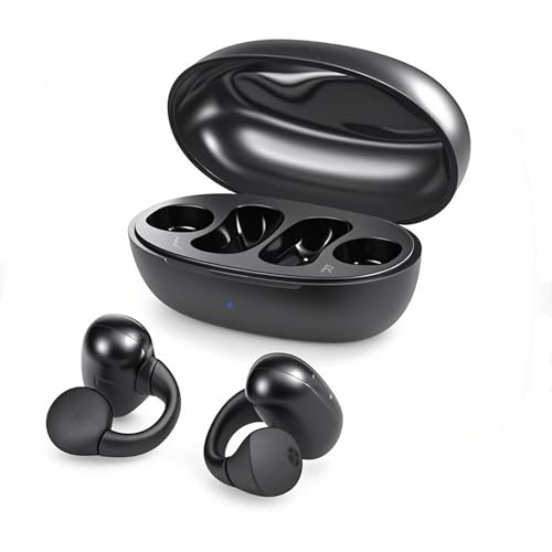 YouthWhisper Open Ear Earbuds - Wireless Earbuds Bluetooth 5.3 Clip-on Headphones Sports Earphones, 40H Playtime Touch Control Air Conduction Earphones Waterproof Headsets for Workouts Running