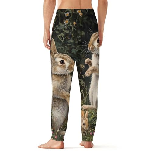 Rabbits Forests Bunnys Men's Pajama Pants Lounge Pant Sleepwear PJ Bottoms2