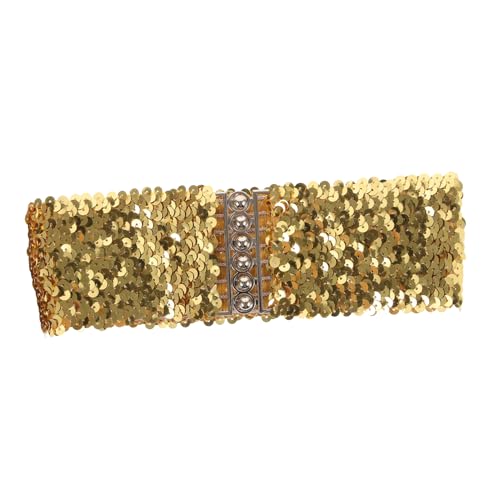 Healifty Wide Elastic Sequin Belt for Women Stretchy Sleek Waistband with Glitter Comfortable Fashion Accessory for Business Dresses and Parties Fit