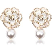 Fashion Imitation Pearl Floral Dangle Drop Earrings Studs for women