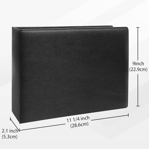 LLi Cufite 3 Rings Check Binder for End-Stub Deskbook Checks, 3 on a Page, Fit 3 & 9 Holes Check Faux Leather (11 1/4" x 9") (Black)